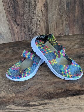 "Bernie Mev" Off Brand Style Grey Woven Elastic Comfort Slip On Shoes 36   Q271